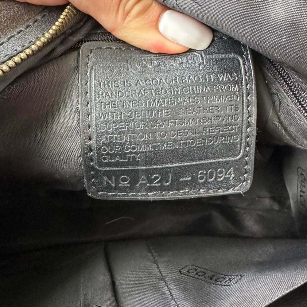 Y2K Coach 6094 Signature Suede Buckle Satchel Black Monogram 2002 Vintage